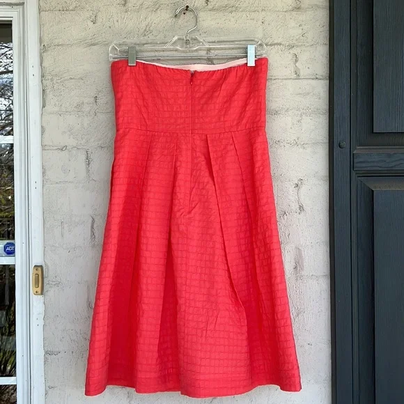 NWT J. Crew Factory (4) Lorelei coral strapless textured cotton dress - Picture 3 of 11